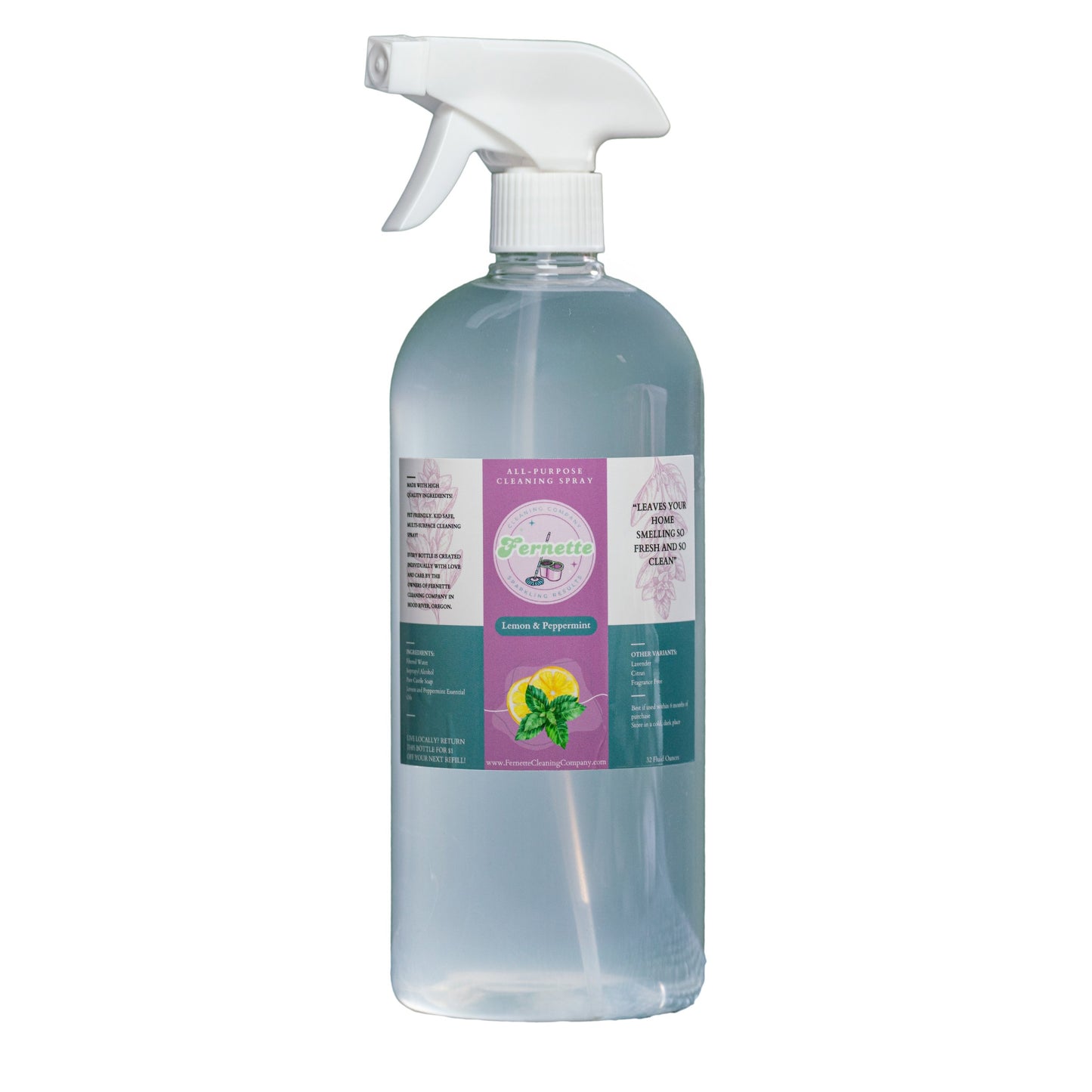 Fernette Cleaning Co Lemon Peppermnt Spray x1
